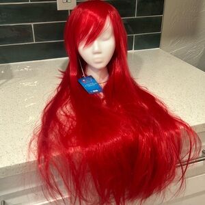 Red/Fushia NWT wig for Cosplay/Halloween . 36” long w versatile shag front.